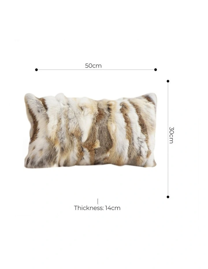 SOGA 2 Pack Coffee Rabbit Fur Lumbar Throw Pillow 30cm image 5