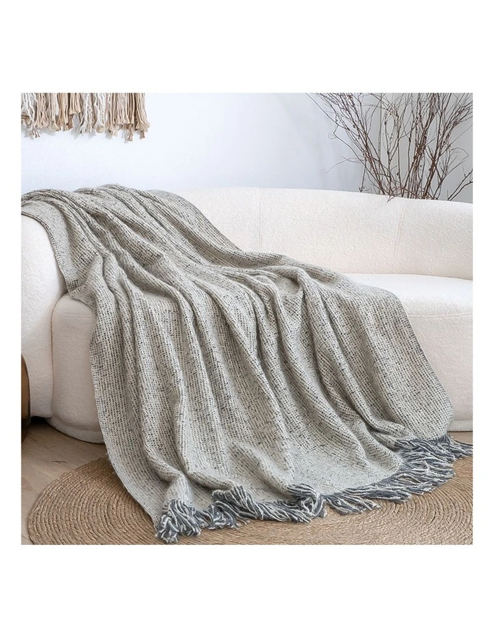 SOGA 2 Pack Light Beige Tassel Throw Blanket 160x200cm image 3