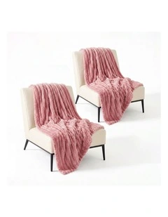 SOGA 2 Pack Pink Flannel Polyester Throw Blanket 200x230cm