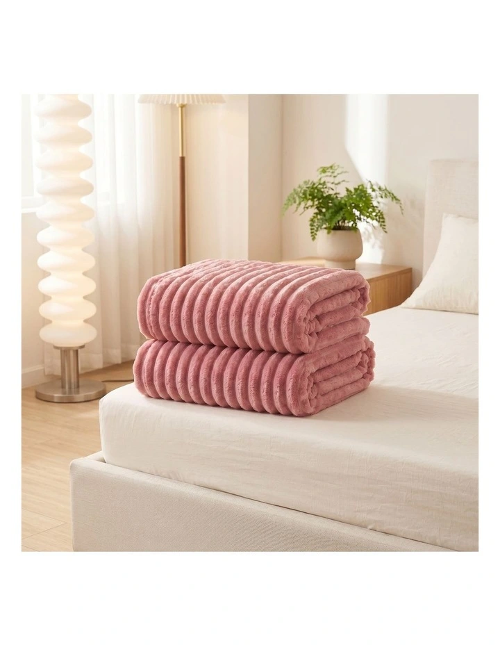 SOGA 2 Pack Pink Flannel Polyester Throw Blanket 200x230cm image 3