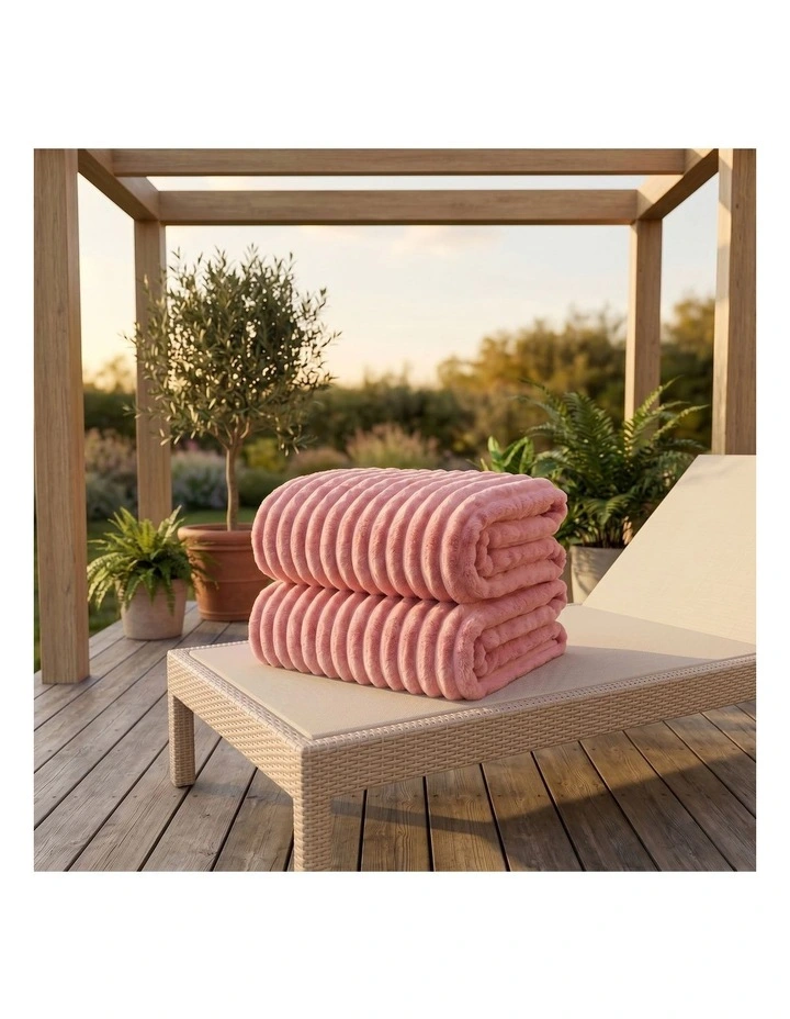 SOGA 2 Pack Pink Flannel Polyester Throw Blanket 200x230cm image 4