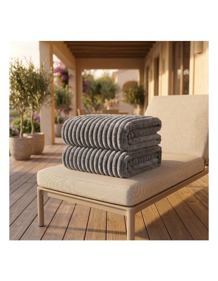 SOGA 2 Pack Grey Flannel Polyester Throw Blanket 150x200cm image 3