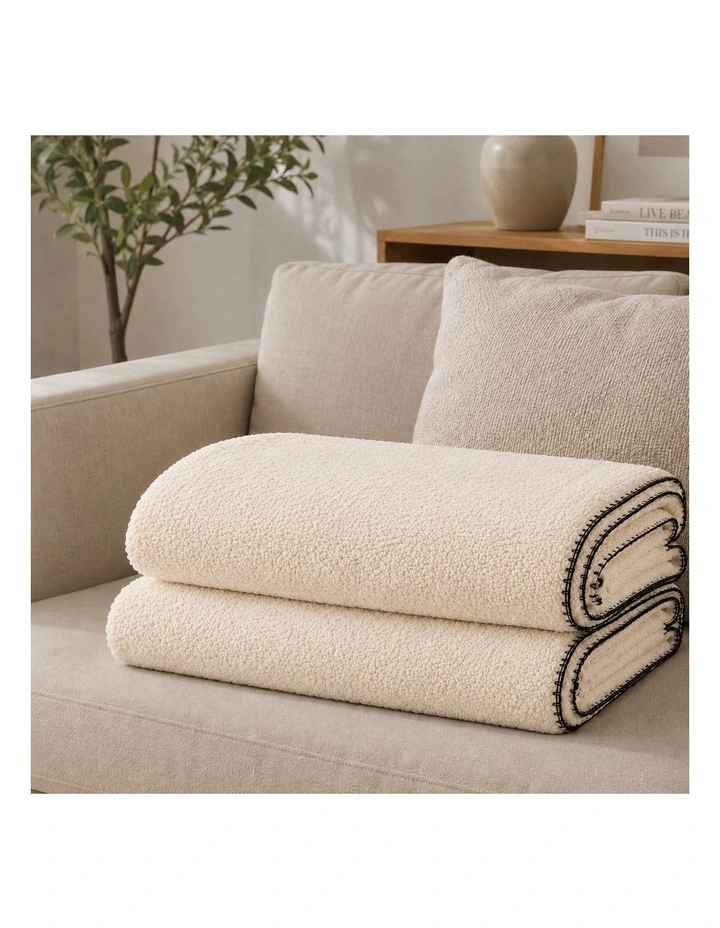 SOGA 2 Pack Peach Flannel Polyester Throw Blanket 200x230cm image 5
