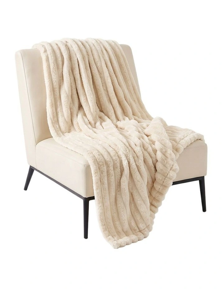 SOGA Cream Flannel Polyester Throw Blanket 150x200cm image 1