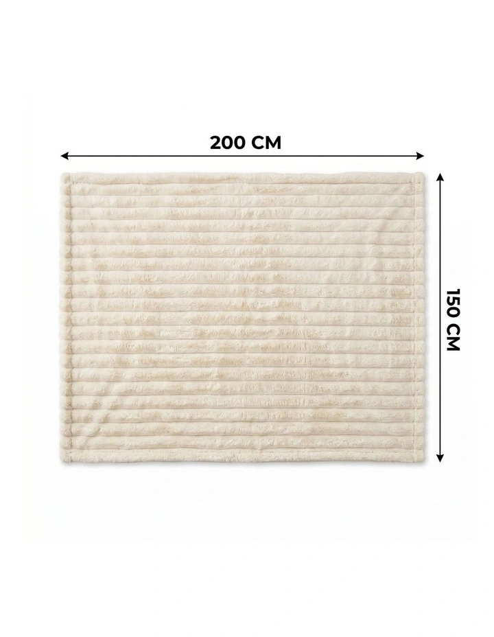 SOGA Cream Flannel Polyester Throw Blanket 150x200cm image 7