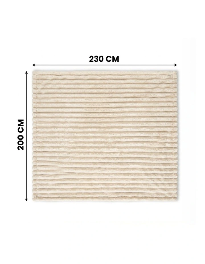 SOGA 2 Pack Cream Flannel Polyester Throw Blanket 200x230cm image 7