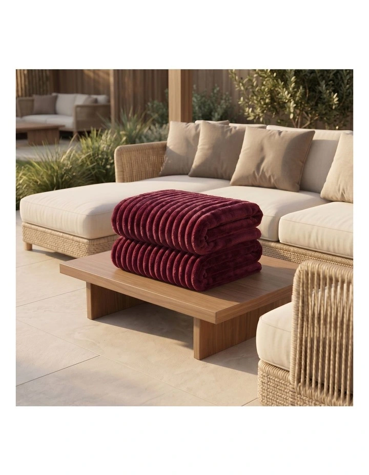 SOGA 2 Pack Burgundy Flannel Polyester Throw Blanket 200x230cm image 4
