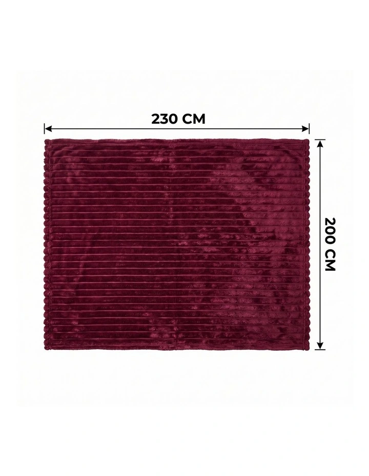 SOGA 2 Pack Burgundy Flannel Polyester Throw Blanket 200x230cm image 7