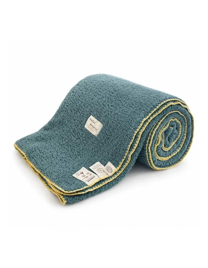 SOGA Grayish Green Flannel Polyester Throw Blanket 200x230cm image 1