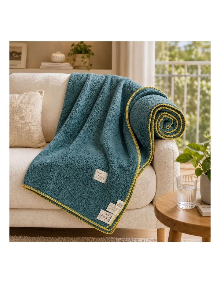 SOGA Grayish Green Flannel Polyester Throw Blanket 200x230cm image 3