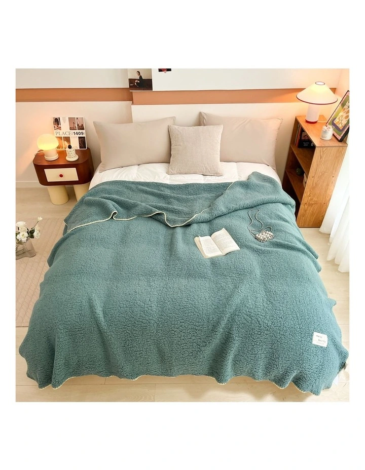 SOGA Grayish Green Flannel Polyester Throw Blanket 200x230cm image 4
