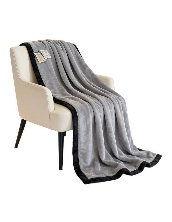 SOGA Silver Flannel Polyester Throw Blanket 200x230cm image 1
