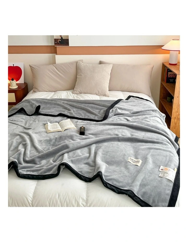 SOGA Silver Flannel Polyester Throw Blanket 200x230cm image 3
