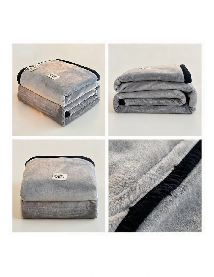 SOGA Silver Flannel Polyester Throw Blanket 200x230cm image 5