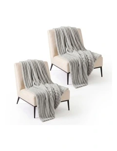 SOGA 2 Pack Silver Flannel Polyester Throw Blanket 200x230cm
