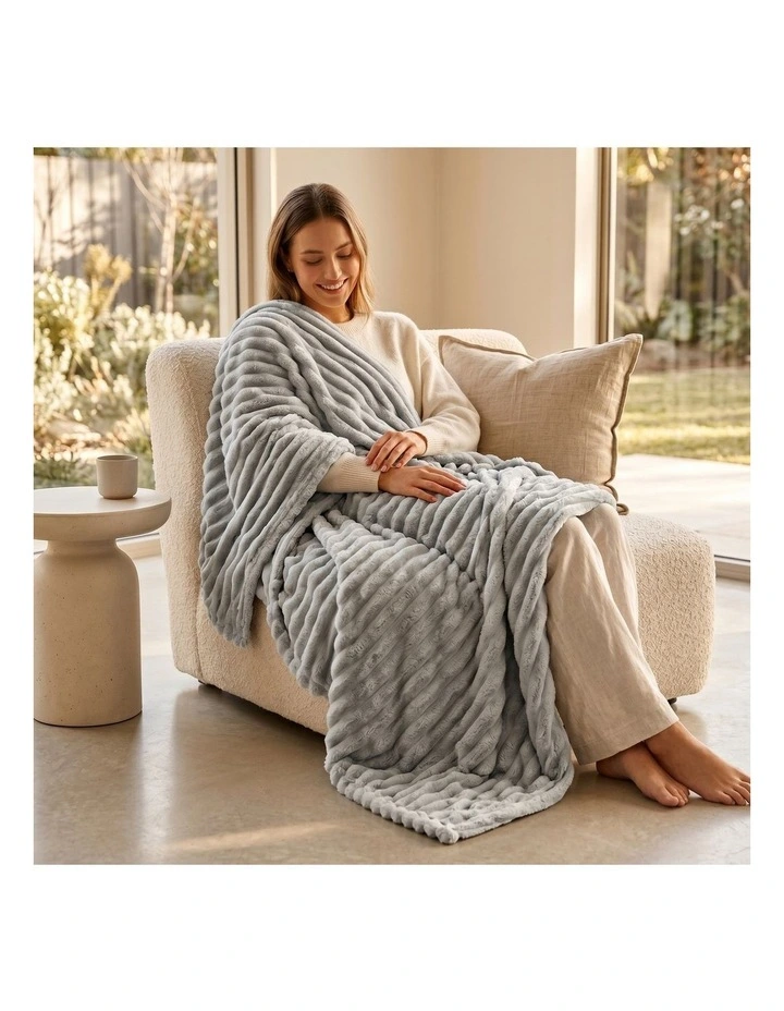 SOGA 2 Pack Silver Flannel Polyester Throw Blanket 200x230cm image 4