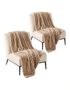 SOGA 2 Pack Light Coffee Flannel Polyester Throw Blanket 200x230cm