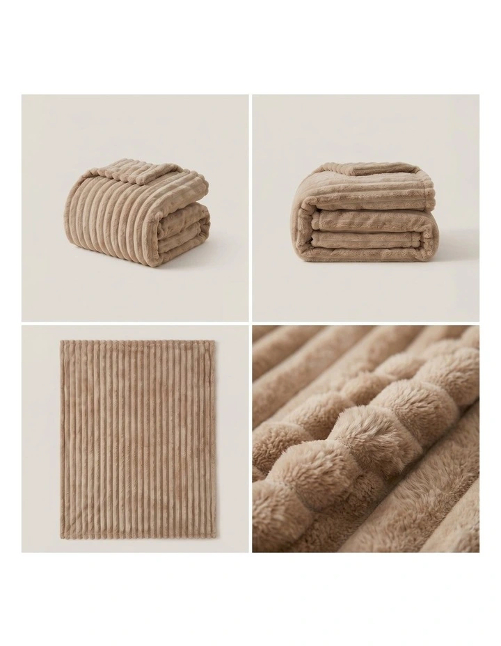 SOGA 2 Pack Light Coffee Flannel Polyester Throw Blanket 200x230cm image 2