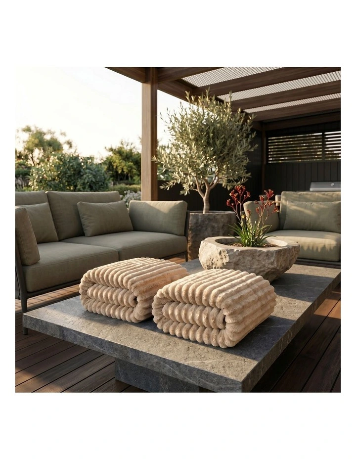 SOGA 2 Pack Light Coffee Flannel Polyester Throw Blanket 200x230cm image 4