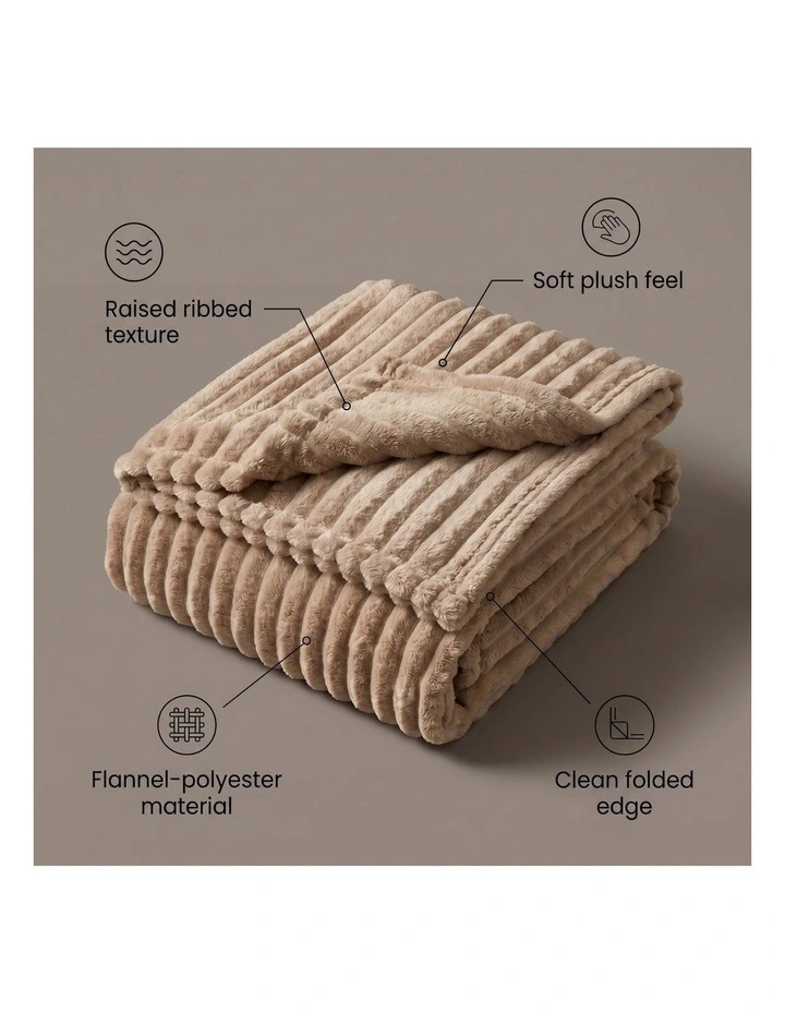 SOGA 2 Pack Light Coffee Flannel Polyester Throw Blanket 200x230cm image 5