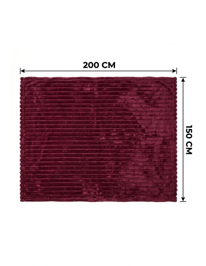 SOGA 2 Pack Burgundy Flannel Polyester Throw Blanket 150x200cm image 7