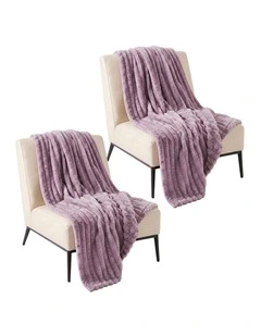 SOGA 2 Pack Purple Flannel Polyester Throw Blanket 150x200cm