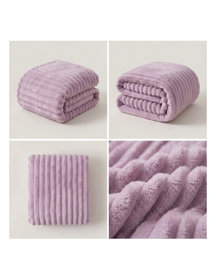 SOGA 2 Pack Purple Flannel Polyester Throw Blanket 150x200cm image 2