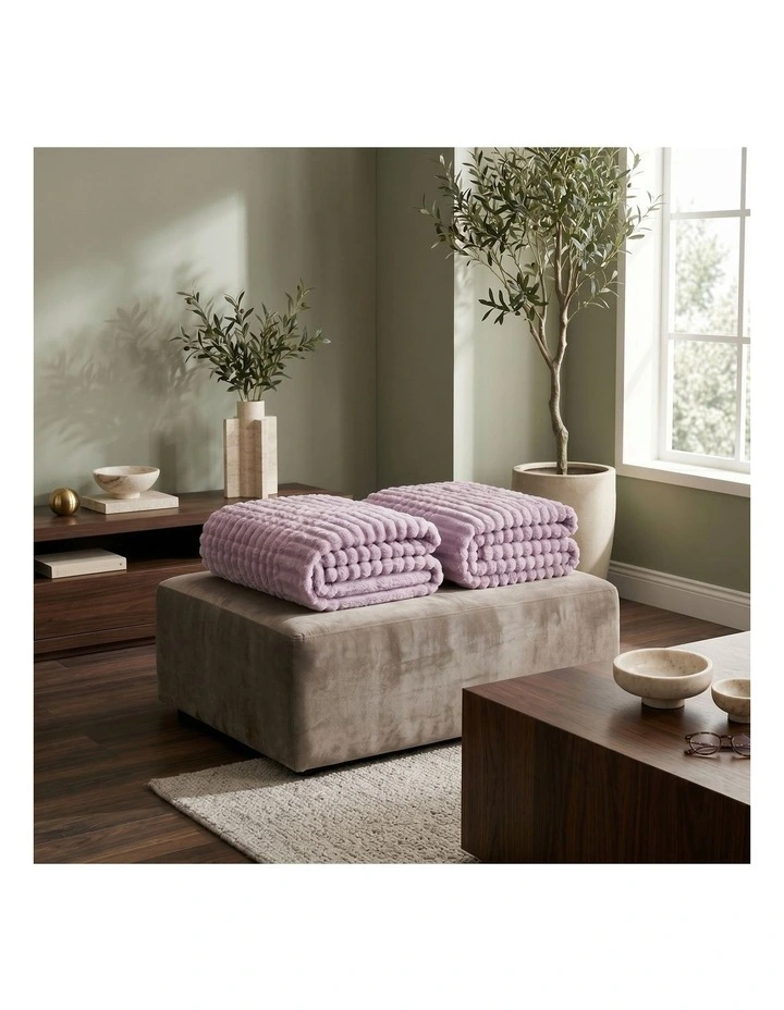 SOGA 2 Pack Purple Flannel Polyester Throw Blanket 150x200cm image 3
