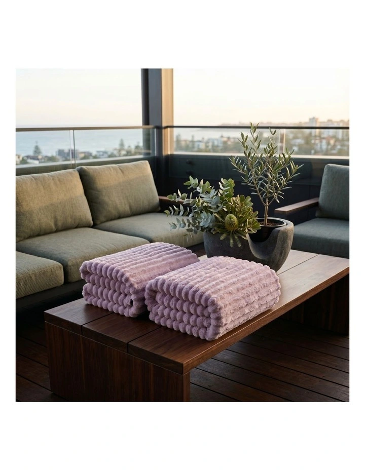 SOGA 2 Pack Purple Flannel Polyester Throw Blanket 150x200cm image 4