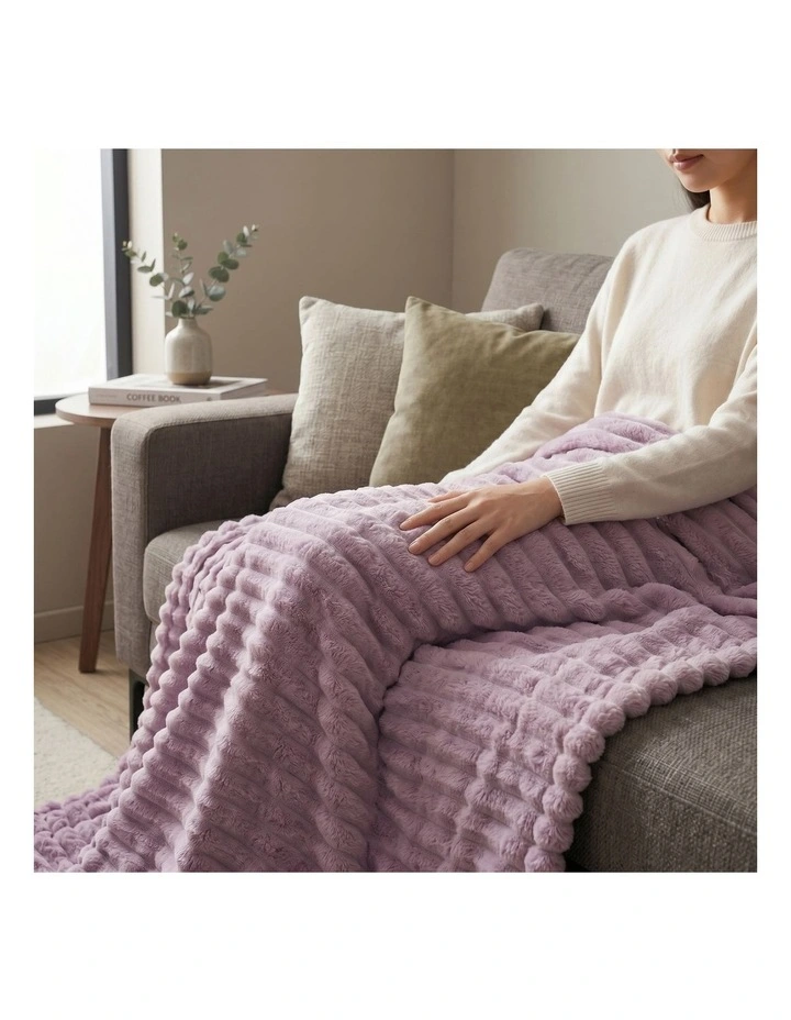 SOGA 2 Pack Purple Flannel Polyester Throw Blanket 150x200cm image 5