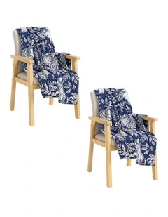 SOGA 2 Pack Deep Blue Cat Floral Print Throw Blanket 160x200cm