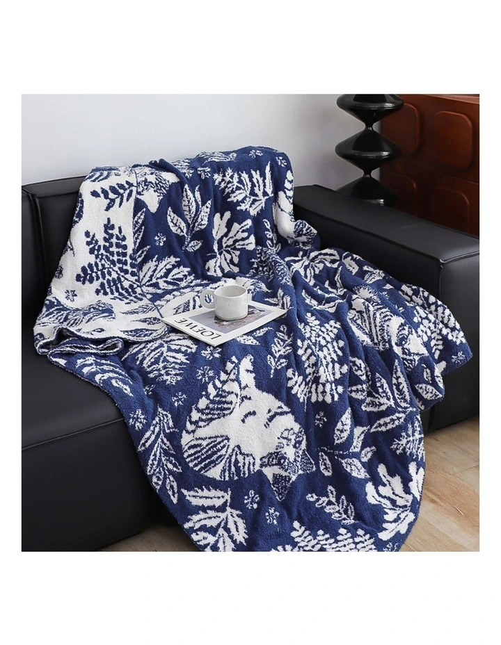 SOGA 2 Pack Deep Blue Cat Floral Print Throw Blanket 160x200cm image 2