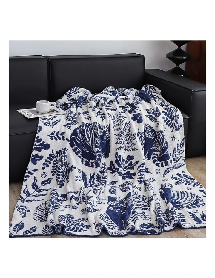 SOGA 2 Pack Deep Blue Cat Floral Print Throw Blanket 160x200cm image 3