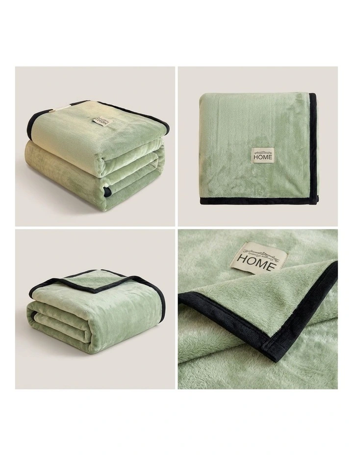 SOGA Matcha Green Flannel Polyester Throw Blanket 200x230cm image 2