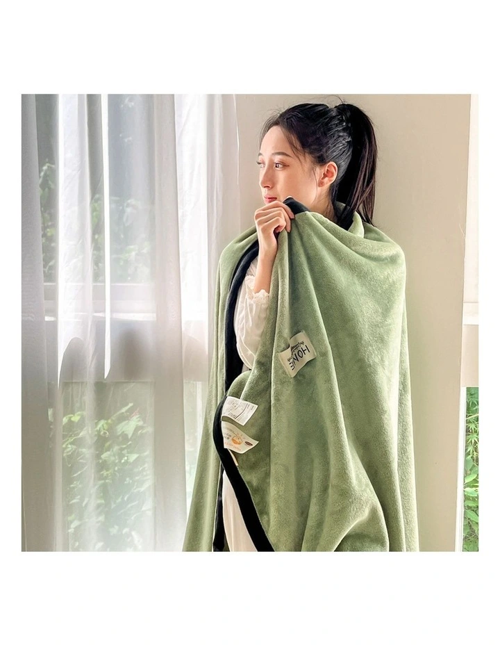 SOGA Matcha Green Flannel Polyester Throw Blanket 200x230cm image 3