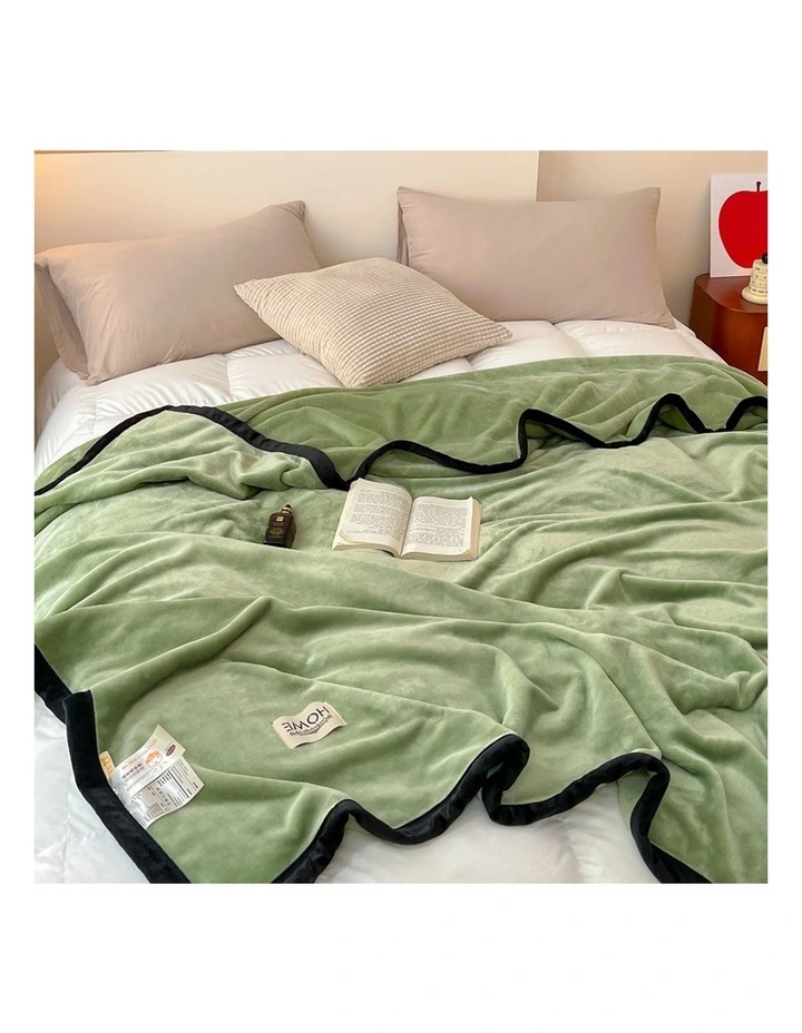 SOGA Matcha Green Flannel Polyester Throw Blanket 200x230cm image 4