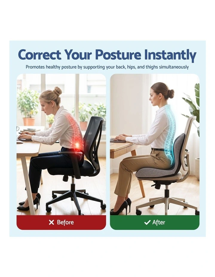 Artiss Ergonomic Seat Cushion with Lumbar Support Memory Foam Coccyx Pad for Office Chair Car image 4