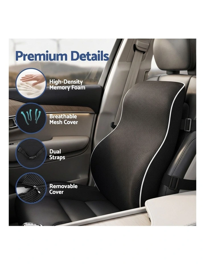 Artiss Lumbar Support Cushion Memory Foam Pillow with Adjustable Straps Office Chair Car Support image 6