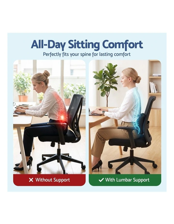 Artiss Lumbar Support Pillow Memory Foam Back Support for Office Chair Car Seat Bed Recliner image 4