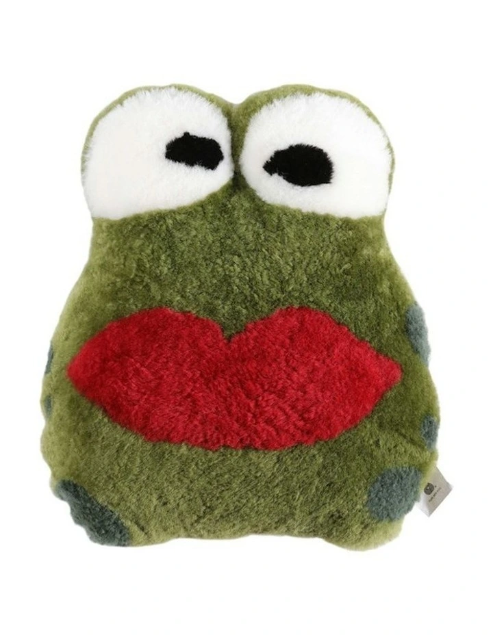 Auskin Sheepskin Pet Frog Cushion Home/Room Decorative Pillow 35x40cm Green image 1