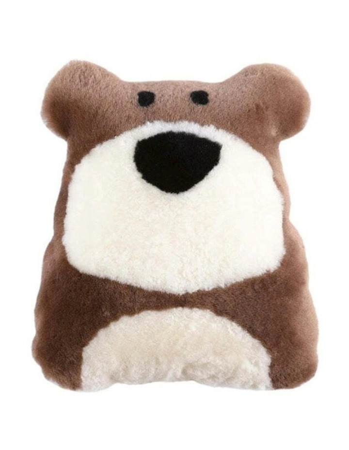 Auskin Sheepskin Pet Bear Cushion Home/Room Decorative Pillow 35x40cm Brown image 1