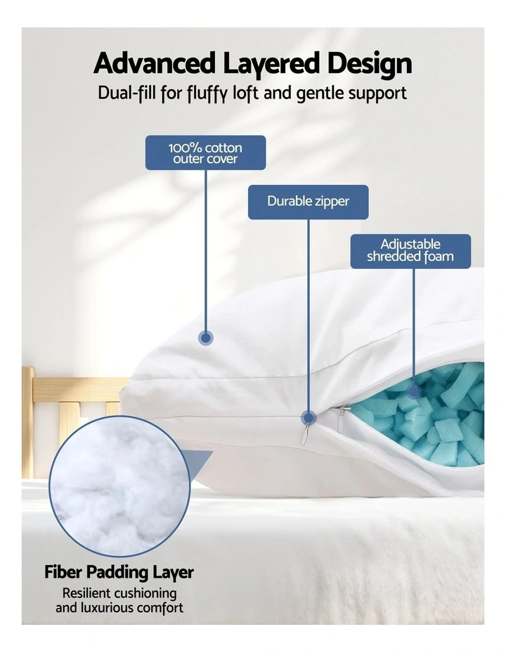 Giselle Bedding Shredded Memory Foam Pillow Adjustable Loft image 5