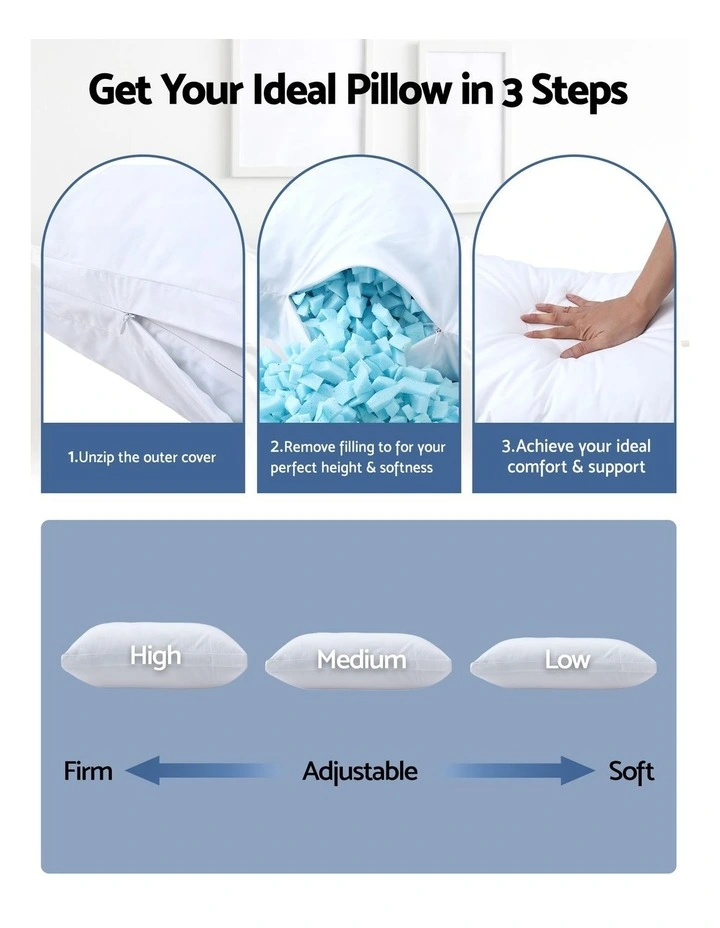 Giselle Bedding Shredded Memory Foam Pillow Adjustable Loft image 6