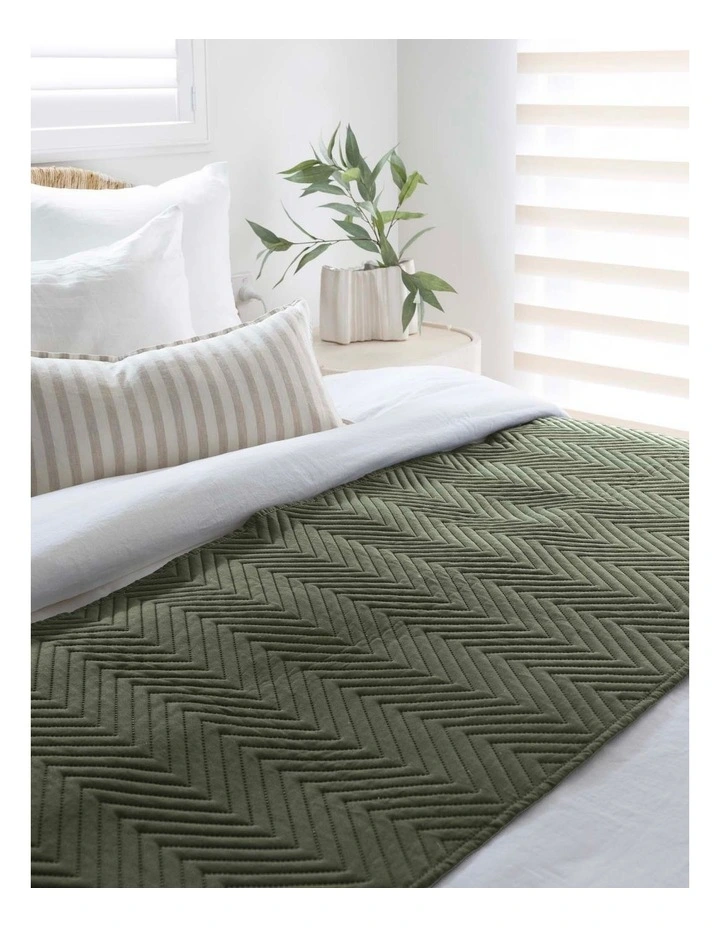 Herringbone Bed Runner Moss image 2