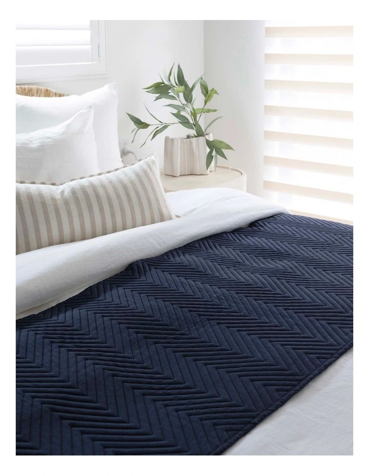 Herringbone Bed Runner Navy image 2