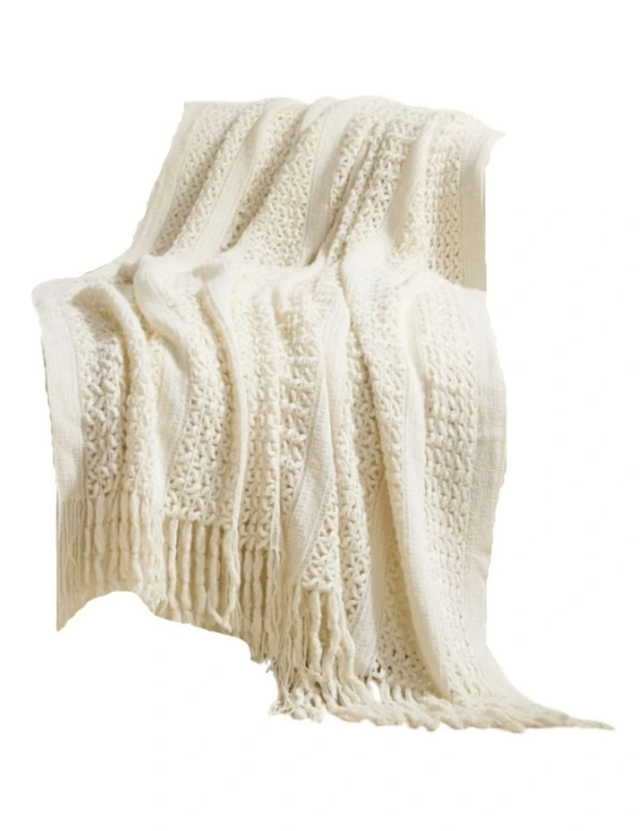 GIOIA CASA Boho Open-Knitted Throw in Snow image 1