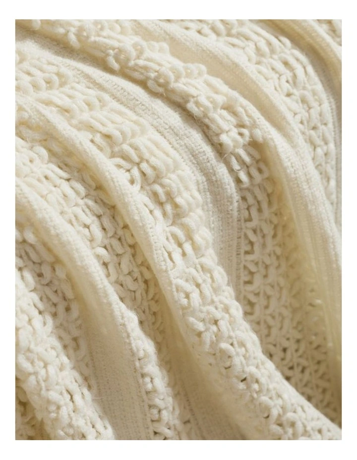 GIOIA CASA Boho Open-Knitted Throw in Snow image 3