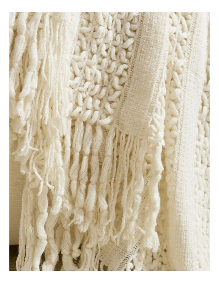 GIOIA CASA Boho Open-Knitted Throw in Snow image 4