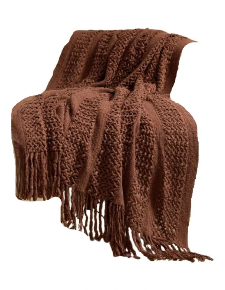 GIOIA CASA Boho Open-Knitted Throw in Brown image 1