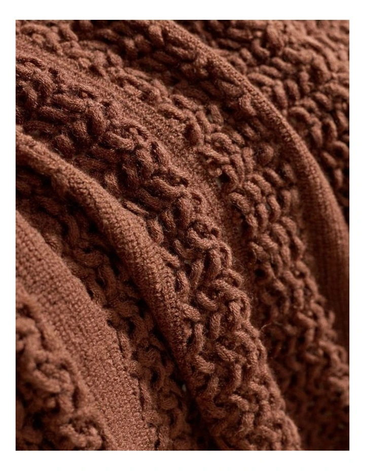 GIOIA CASA Boho Open-Knitted Throw in Brown image 4